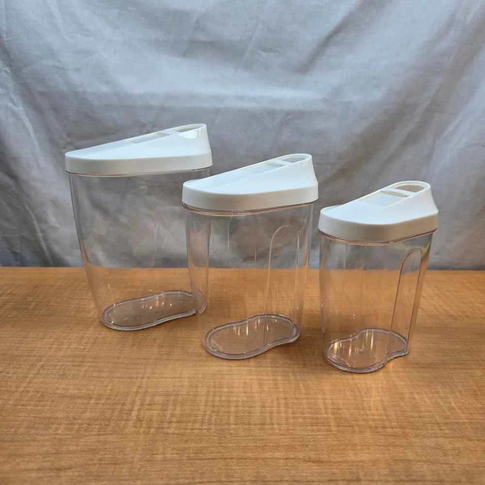 Clear plastic pour spout containers 3 sizes nuts seeds candy cereal sugar spices